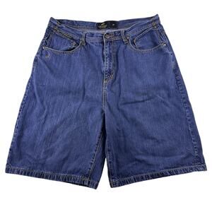 AKADEMIKS Jean Shorts 38 Mens Blue Hip Hop‎ Street Baggy Wide Leg Y2K